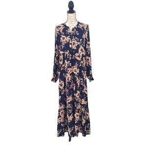 Lark + Grey Smocked Cuff NWT Long Floral Dress Large